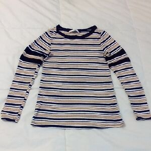 Striped Long Sleeve Top in Navy and White